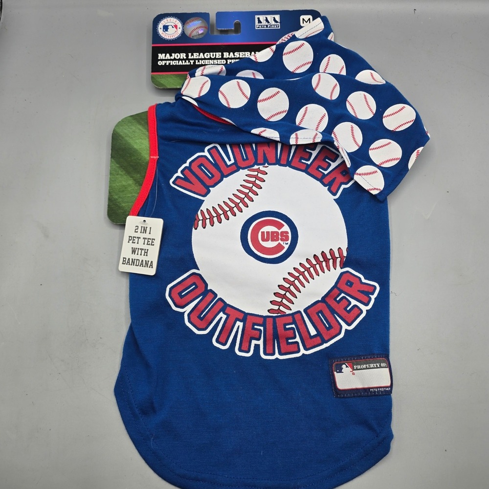 Pets First Chicago Cubs MLB Pet Tee and Bandana Set Blue Medium CUB-4104-MD